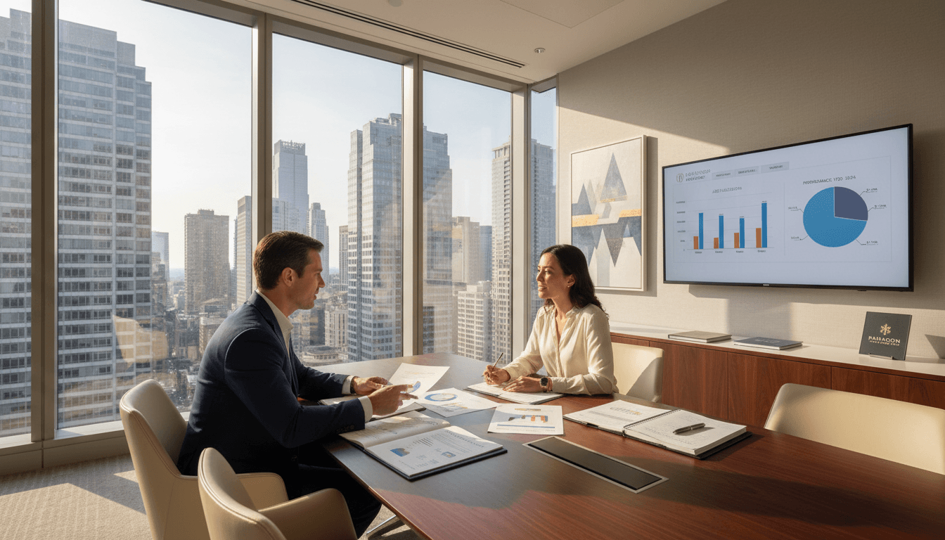 Financial advisor consulting with client